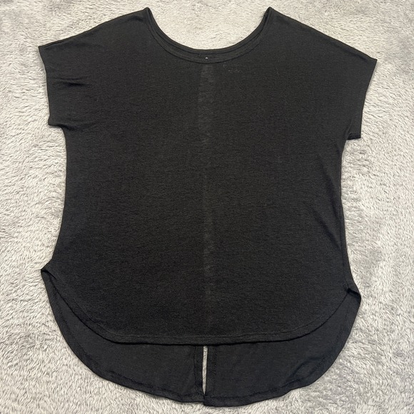Lane Bryant Blouse Women's‎ 14/16 Black Key Hole Split Back Linen Blend Top - Picture 1 of 11